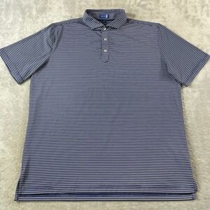 Stitch Polo Shirt Mens XL Navy Blue White Striped Golf Preppy Performance Light